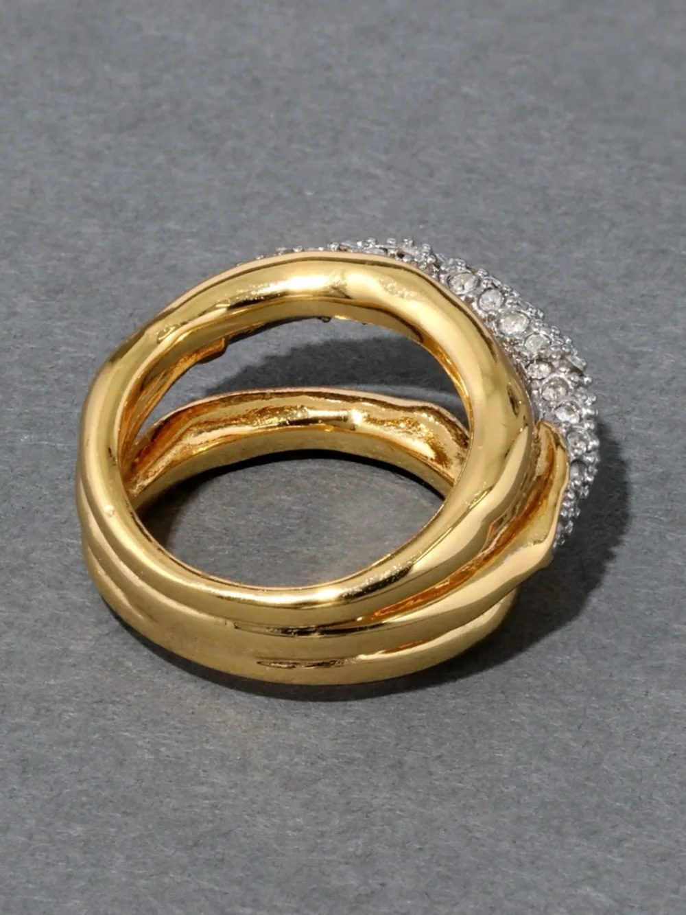 ALEXIS BITTAR Crystal Orbiting Ring Size Solanales Gold Clear Crystal JL19